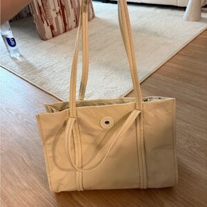 Cream Nylon Tote Bag